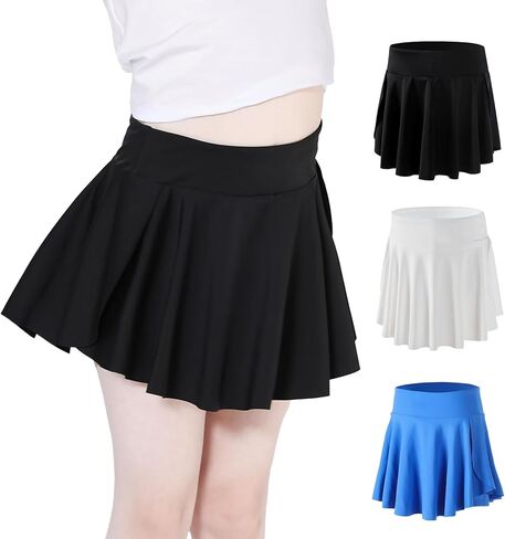 Skort Girls، تنانير رياضية للجولف والتنس، شورت فراشة فلوي للأطفال، شورت مع جيب، أسود، 2-3T in Kuwait