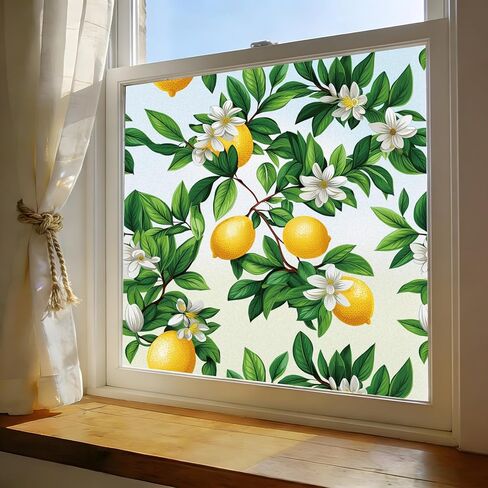 Window Privacy Film Stained Glass Films Window Clings Frosted Glass - Floral Leaf Design - Room Decor Static Cling Decorative Blackout Tint for Home & Car Skylight Shade Stickers Bathroom Door in Saudi Arabia