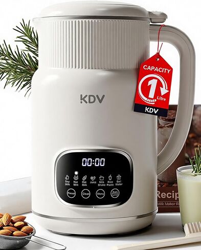 ماكينة صنع حليب الجوز 8 في 1 من KDV، ماكينة حليب نباتي أوتوماتيكية سعة 32 أونصة مع بدء تشغيل مؤجل، خلاط من الفولاذ المقاوم للصدأ لحليب الصويا واللوز والشوفان in Kuwait