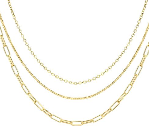 قلادات الذهب/الشظية اللذيذة للنساء ، و 14 كيلو الذهب/الفضة من الفضة من الورق الورقي الكوبي الملتوي سلسلة قلادة قلادة هدية مجوهرات hypoallergenic للنساء غير تشويه in Kuwait