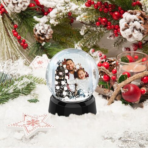 6 Pack Christmas Photo Snow Globe DIY Liquid Photo Frame Craft Floating Water Frame Tabletop Display Snow Globes for Family Friends Christmas Thanksgiving Gifts (6, Black, Silver, Gold) in Kuwait