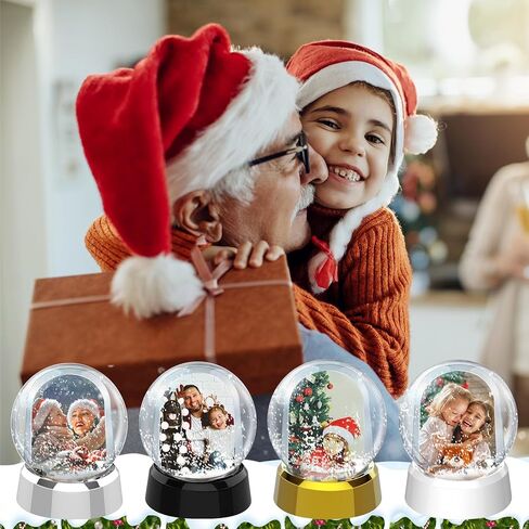 6 Pack Christmas Photo Snow Globe DIY Liquid Photo Frame Craft Floating Water Frame Tabletop Display Snow Globes for Family Friends Christmas Thanksgiving Gifts (6, Black, Silver, Gold) in Kuwait