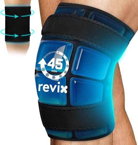 REVIX Extra Large Knee Ice Pack Wrap Around Entire Knee, 45-Minute Long-Lasting Ice Pack for Knees with Ice Grid Gel Design, Cold Compress Therapy for Arms, Thighs, Elbows, Calves & Legs (20"×10.7") in Saudi Arabia