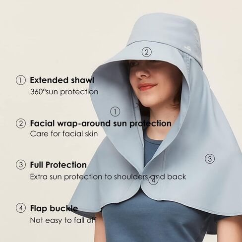 Women Hiking Fishing Sun Hat Wide Brim Cap with Large Neck Flap UPF 50+ Sun Protection Hat SLH3M079 in Saudi Arabia