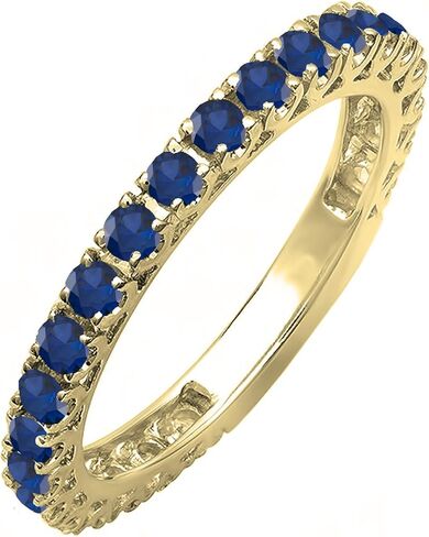 مجموعة Dazzlingrock 0.90 قيراط خاتم زفاف قابل للتكديس من الياقوت الأزرق الدائري العتيق للنساء، متوفر باللون الذهبي الصلب عيار 10/14/18 قيراط in Kuwait
