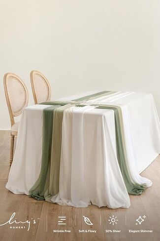 مفرش طاولة من الشيفون البرتقالي المحروق بطول 10 أقدام من Ling's Moment مع بريق فضي لطاولة الزفاف على شكل قلب في الخريف (مجموعة من 8، ظلال الطين) in Kuwait