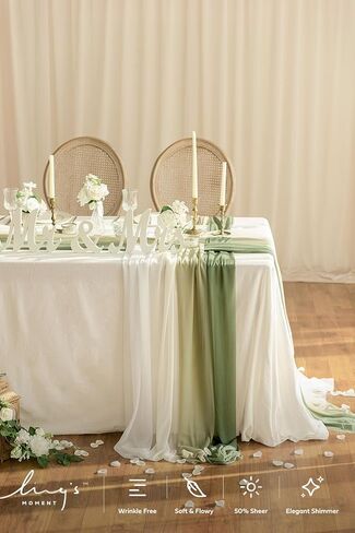 مفرش طاولة من الشيفون البرتقالي المحروق بطول 10 أقدام من Ling's Moment مع بريق فضي لطاولة الزفاف على شكل قلب في الخريف (مجموعة من 8، ظلال الطين) in Kuwait