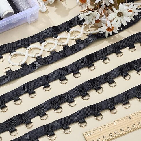 WEBEEDY 5 Yards White Grommet Trim with D Rings, 0.8 Inch Wide Clothing Sewing Trim Metal Eyelet Ring Ribbon Strip for Garment Corset Lingerie Making & Sewing Craft Project Decoration in Saudi Arabia