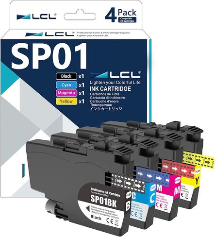 خراطيش حبر التسامي LCL SP01 SP-1 (4 عبوات KCMY) SP01BKS SP01CS SP01MS SP01YS بديلة ذات سعة عالية لطابعة التسامي Brother SP1 SP-1 SP01 in Saudi Arabia