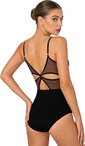MOLLDAN Women Adjustable Mesh Dance Leotard with Chest Lining Ballet Dancewear,Full Front Lining in Saudi Arabia