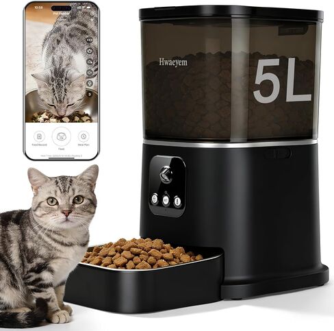 Automatic Cat Feeder with Camera, 5G WiFi Smart Pet Feeder with 2-Way Video/Audio, 45° Adjustable Angle, Night Vision, 5L Cat Food Dispenser for Cats & Small Dogs with APP Control for Vacation & Work in Saudi Arabia