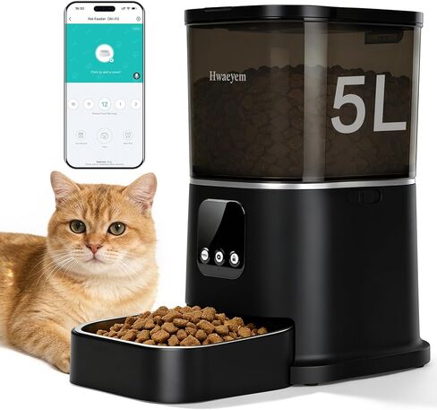 Automatic Cat Feeder with Camera, 5G WiFi Smart Pet Feeder with 2-Way Video/Audio, 45° Adjustable Angle, Night Vision, 5L Cat Food Dispenser for Cats & Small Dogs with APP Control for Vacation & Work in Saudi Arabia