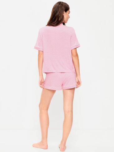 Old Navy Sunday Sleep Knit Jersey Short Set - Pink Stripe in Saudi Arabia