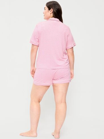 Old Navy Sunday Sleep Knit Jersey Short Set - Pink Stripe in Saudi Arabia