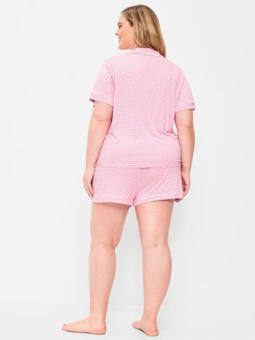 Old Navy Sunday Sleep Knit Jersey Short Set - Pink Stripe in Saudi Arabia