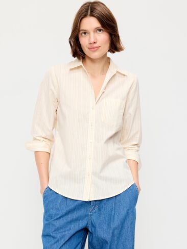 Old Navy Classic Button-Down Shirt - White/Yellow Stripe in Saudi Arabia