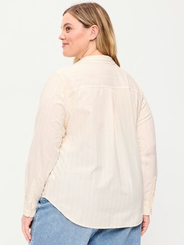 Old Navy Classic Button-Down Shirt - White/Yellow Stripe in Saudi Arabia