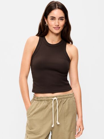 Old Navy Snug Crop Tank Top - BLACK COFFEE in Saudi Arabia