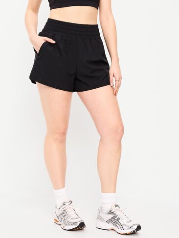 Old Navy Extra High-Waisted Crinkle Run Shorts -- 3-inch inseam - Black Jack 2 in Saudi Arabia