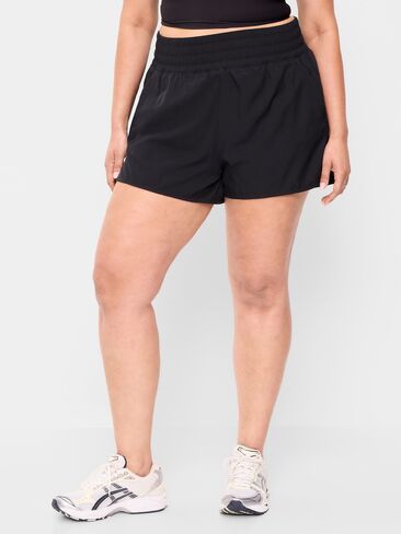 Old Navy Extra High-Waisted Crinkle Run Shorts -- 3-inch inseam - Black Jack 2 in Saudi Arabia