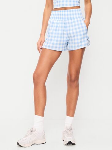 Old Navy شورت مجعد عالي الخصر - درزة داخلية 3 بوصة - Lt Blue Gingham in Saudi Arabia
