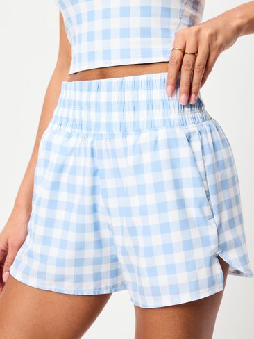 Old Navy شورت مجعد عالي الخصر - درزة داخلية 3 بوصة - Lt Blue Gingham in Saudi Arabia