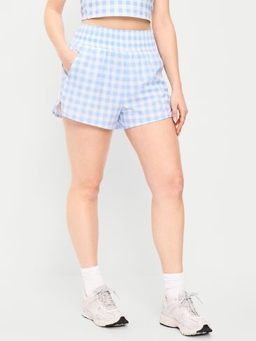 Old Navy شورت مجعد عالي الخصر - درزة داخلية 3 بوصة - Lt Blue Gingham in Saudi Arabia