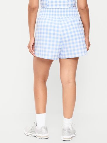 Old Navy شورت مجعد عالي الخصر - درزة داخلية 3 بوصة - Lt Blue Gingham in Saudi Arabia