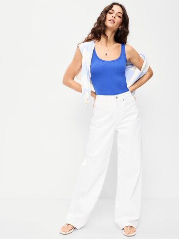 Old Navy First-Layer Ribbed Scoop-Neck Tank Top - Light Blue in Saudi Arabia