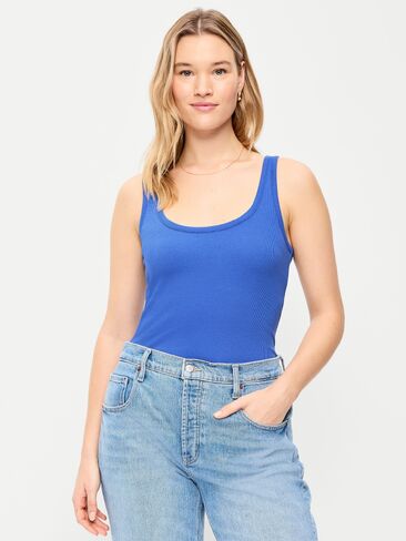 Old Navy First-Layer Ribbed Scoop-Neck Tank Top - Light Blue in Saudi Arabia