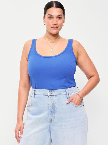 Old Navy First-Layer Ribbed Scoop-Neck Tank Top - Light Blue in Saudi Arabia