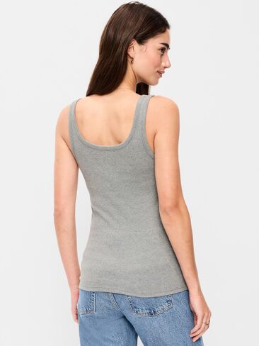 Old Navy First-Layer Ribbed Scoop-Neck Tank Top - Heather Gray in Saudi Arabia