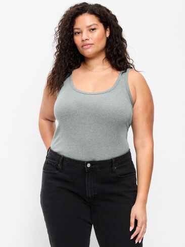 Old Navy First-Layer Ribbed Scoop-Neck Tank Top - Heather Gray in Saudi Arabia