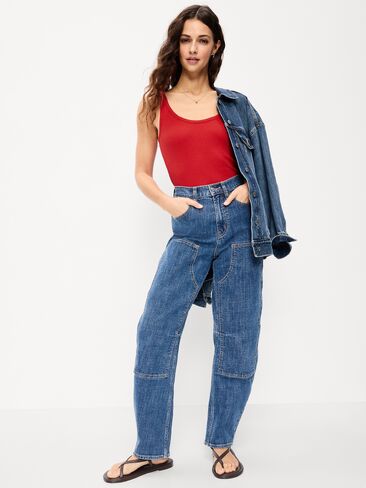 Old Navy First-Layer Ribbed Scoop-Neck Tank Top - Amaryllis in Saudi Arabia