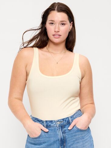 Old Navy First-Layer Ribbed Scoop-Neck Tank Top - Howlite in Saudi Arabia