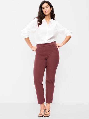 بنطال مستقيم بخصر عالٍ من Old Navy - أحمر أم لا in Saudi Arabia