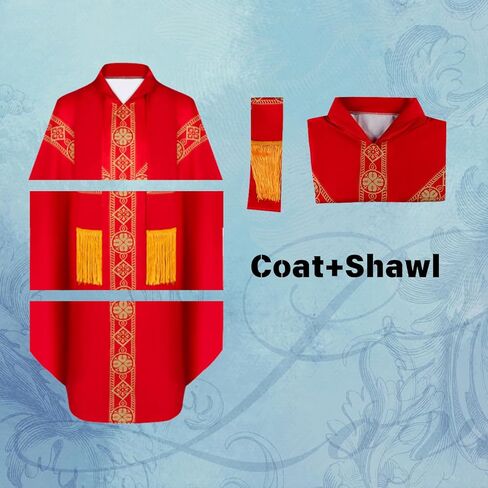 TOONRAIN الكاهن الأنيق المحتفل Chasuble - فساتين جماعية للكنيسة الكاثوليكية مع شرابة، رداء رجال الدين in Saudi Arabia