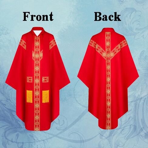 TOONRAIN الكاهن الأنيق المحتفل Chasuble - فساتين جماعية للكنيسة الكاثوليكية مع شرابة، رداء رجال الدين in Saudi Arabia