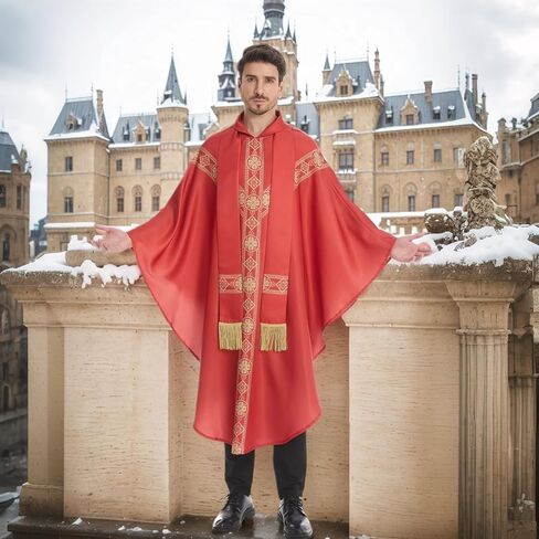 TOONRAIN الكاهن الأنيق المحتفل Chasuble - فساتين جماعية للكنيسة الكاثوليكية مع شرابة، رداء رجال الدين in Saudi Arabia