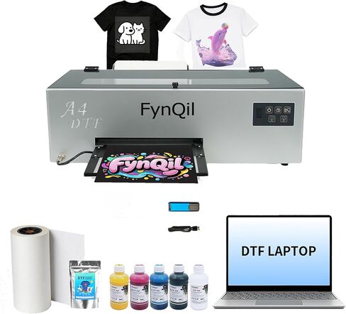 التثبيت المسبق لطابعة A4 DTF والكمبيوتر المحمول للمبتدئين، آلة طباعة نقل A4 L805 DTF لملابس القمصان التي تصنعها بنفسك مع دوران الحبر الأبيض والتنظيف التلقائي in Kuwait