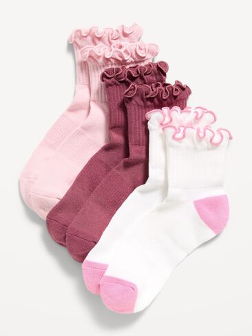 Old Navy Ruffled Athletic Socks 3-Pack - Tan Combo in Saudi Arabia