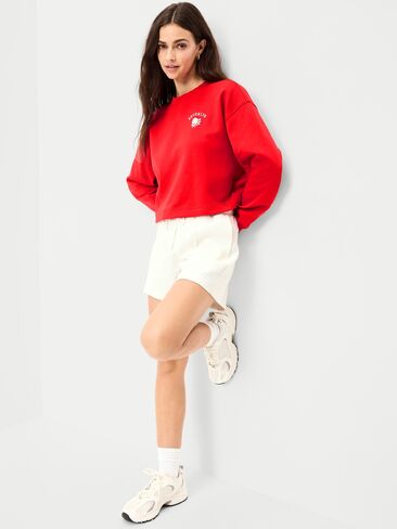 Old Navy Dynamic Fleece Oversized Crop Sweatshirt - Amaryllis in Saudi Arabia