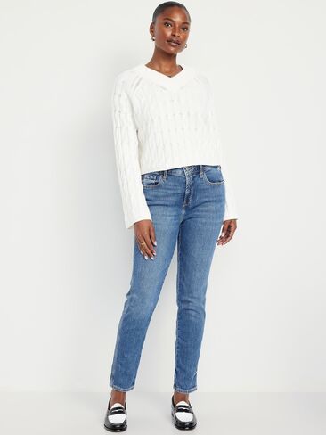 Old Navy Curvy High-Waisted Vintage Slim Jeans - Medium Indigo in Saudi Arabia