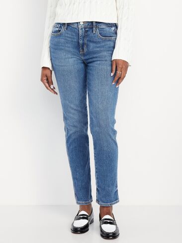 Old Navy Curvy High-Waisted Vintage Slim Jeans - Medium Indigo in Saudi Arabia