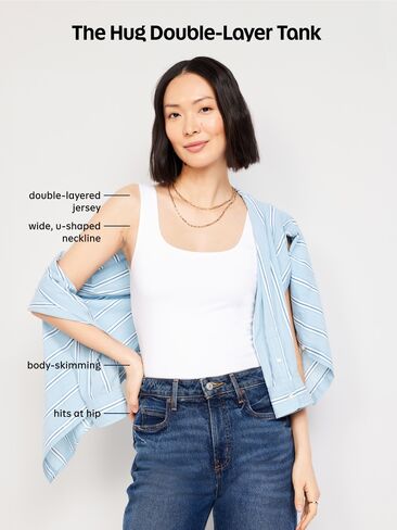 قميص بدون أكمام ذو طبقة مزدوجة من Old Navy Hug - بني داكن in Kuwait