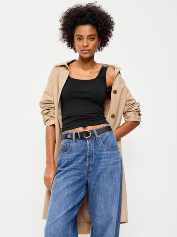 قميص بدون أكمام ذو طبقة مزدوجة برقبة واسعة من Old Navy Hug - بلاك جاك 3 in Kuwait