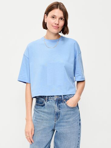 تي شيرت Old Navy Vintage برقبة دائرية كبيرة الحجم - مونيه بلو in Saudi Arabia