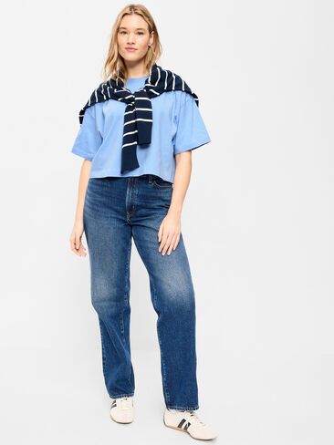 تي شيرت Old Navy Vintage برقبة دائرية كبيرة الحجم - مونيه بلو in Saudi Arabia