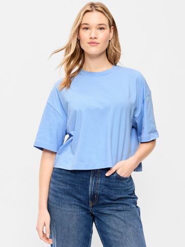 تي شيرت Old Navy Vintage برقبة دائرية كبيرة الحجم - مونيه بلو in Saudi Arabia