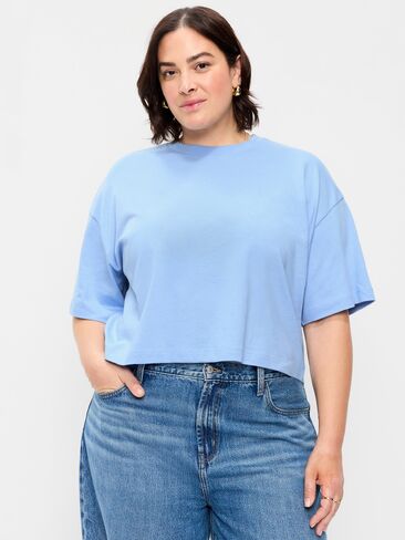 تي شيرت Old Navy Vintage برقبة دائرية كبيرة الحجم - مونيه بلو in Saudi Arabia